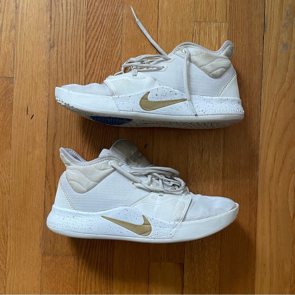 pg3 shoes white and gold